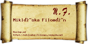 Miklóska Filomén névjegykártya